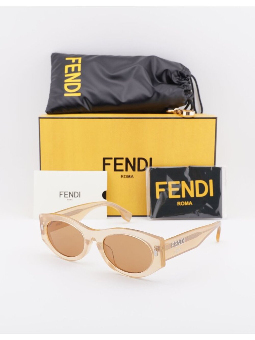 Fendi FE40125F 59E Oval Sunglasses - Transparent Brown / Brown